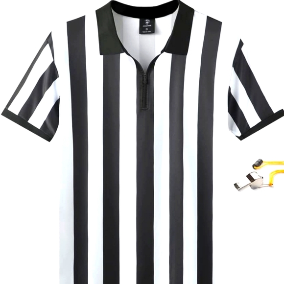 New Collarded Referee Shirt Striped Shirt XL - Picture 1 of 6
